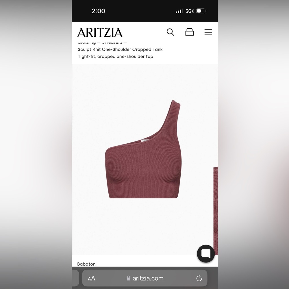 Aritzia Babaton Sculpt Knit One Shoulder tank in Rust